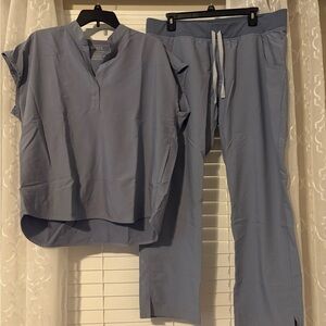 Vapor Blue Scrub Top and Pants Set
